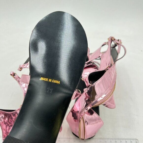 YDN Pink Women Sexy Knee High Back Zipper Flats Fringe Low Heel Gladiator Strap - Picture 5 of 7